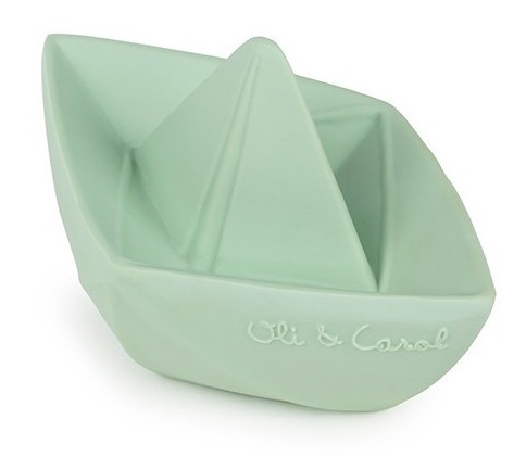 נשכן תינוק / צעצוע אמבט עשוי 100% גומי טבעי בעבודת יד - סירת אוריגמי מנטה