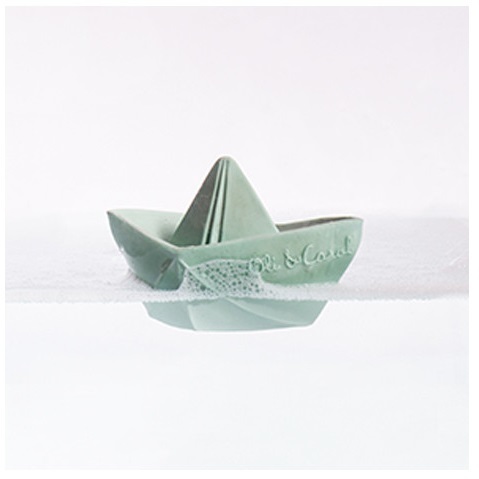 נשכן תינוק / צעצוע אמבט עשוי 100% גומי טבעי בעבודת יד - סירת אוריגמי מנטה