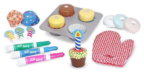 ערכה לקישוט (רב פעמי) והגשת קאפקייקס מעץ - 20 חלקים