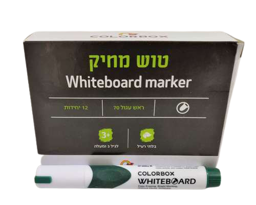 טושים מחיקים ללוח ראש עגול COLORBOX - ירוק (12 יח')