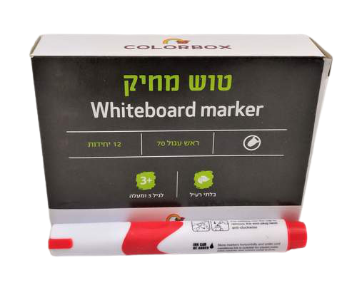 טושים מחיקים ללוח ראש עגול COLORBOX - אדום (12 יח')