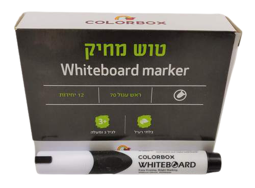 טושים מחיקים ללוח ראש עגול COLORBOX - שחור (12 יח')