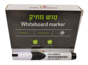 טושים מחיקים ללוח ראש עגול COLORBOX - שחור (12 יח')