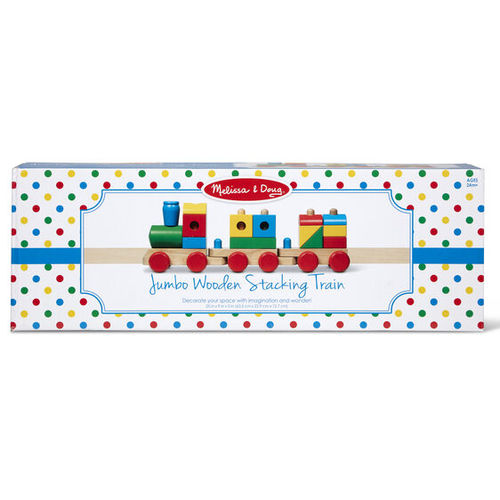 רכבת עץ ג'מבו התאמת צורות וצבעים 18 חלקים