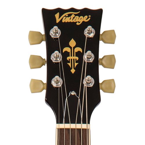 זוית נוספת Vintage V100 Reissued Electric Guitar ~ Left Hand Flamed Ice Tea