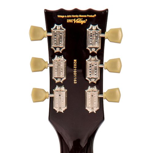 זוית נוספת Vintage V100 Reissued Electric Guitar ~ Left Hand Flamed Ice Tea