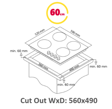כיריים BAYERE SMF-BAH604BKRU