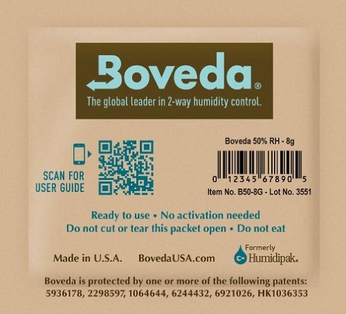 שקית לחות קטנה ארוזה Boveda 69% 