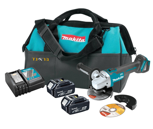 משחזת זוית 18V + שתי סוללות 4.0AH