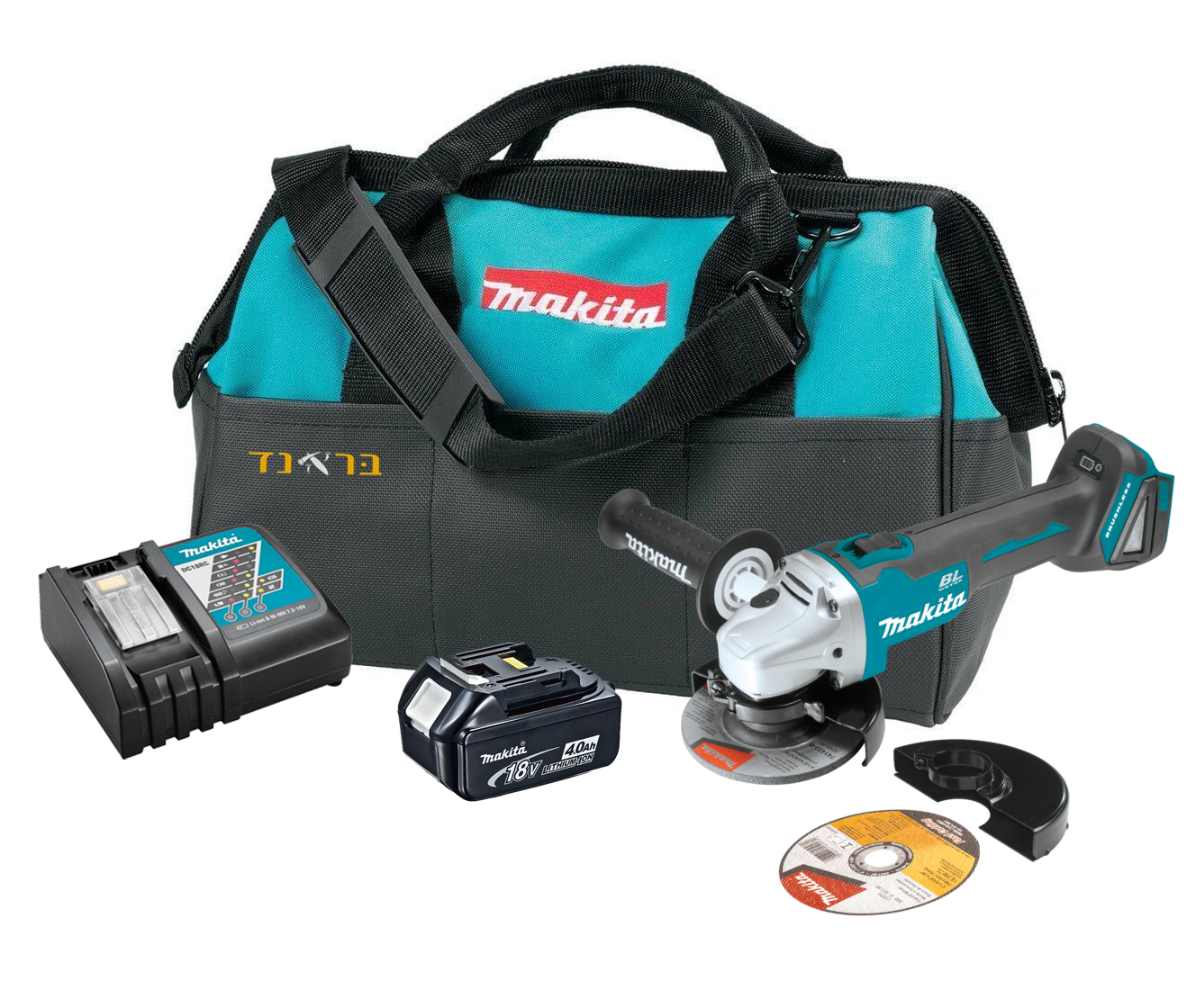 משחזת זוית 18V + סוללה 4.0AH