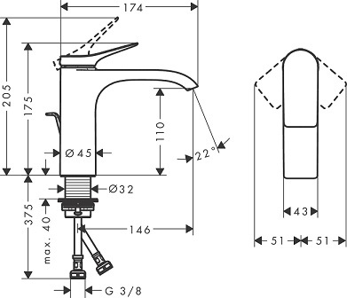 HANSGROHE ברז לכיור אמבטיה סדרת ויוניס 7502000