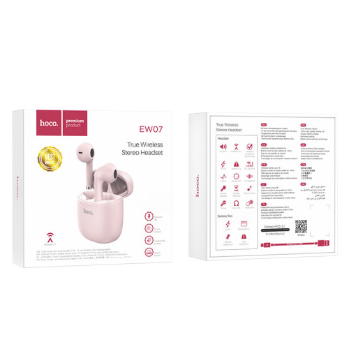 אוזניות אלחוטיות לנייד Hoco EW07 Pink  white
