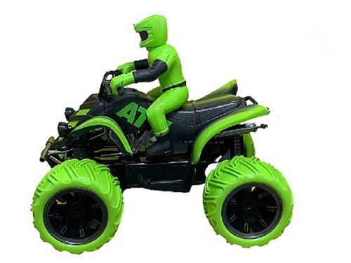טרקטורון שטח ATV RIDER על שלט רחוק עם דמות רוכב וסוללות נטענות- ירוק