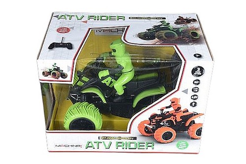 טרקטורון שטח ATV RIDER על שלט רחוק עם דמות רוכב וסוללות נטענות- ירוק
