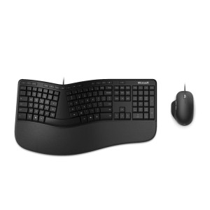 סט מקלדת ועכבר ארגונומיים חוטיים Microsoft Ergonomic Wired Desktop עברית אנגלית