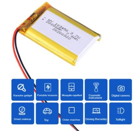 סוללת ליתיום איכותית 103450 3.7V 2000mAh