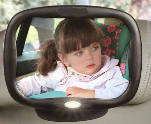 מראה לרכב לתינוק עם תאורת לד, שלט ומנגנון כיוונון 360 