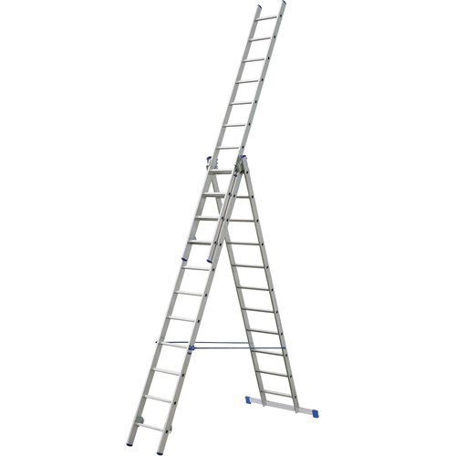 סולם אלומיניום משולב תעשייתי TIANGIN JINMAO CE 3x12 - סולם 3 חלקים עם 12 שלבים בכל חלק, מאושר EN131 לעבודות מקצועיות בגובה