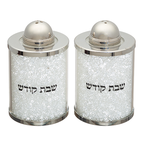 זוג מלחיות קריסטל עם אבנים לבנות 6 ס