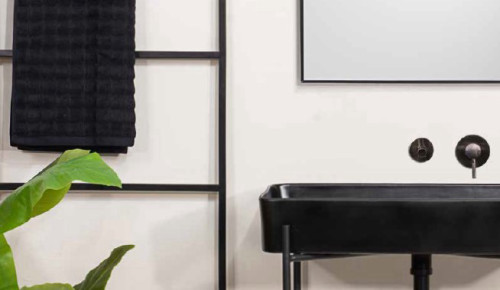 סט טהיטי כיור מונח ניויורק לבן מבריק על פירזול מתכת שחורה