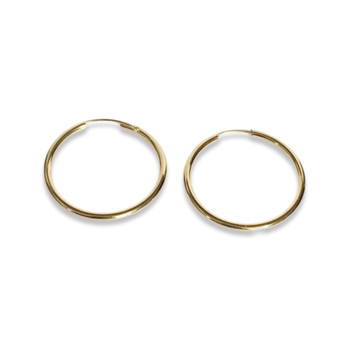 עגילי חישוק ג׳יפסי אולטרה לייט זהב צהוב/לבן 14 קראט