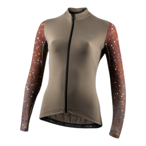חולצת רכיבה נשים BOW CORSA LADY JERSEY חום-בורדו  ארוכה אלסטית טכנית מחממת שוברת רוח מנדפת ומתקדמת