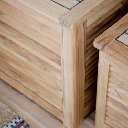 ארגז אחסון גדול מעץ טיק Storage bench