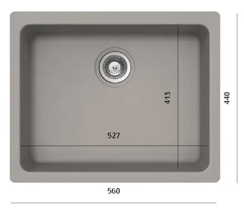 כיור מטבח אקווטופ אטלס קריסטלייט בגודל 59x46 ס