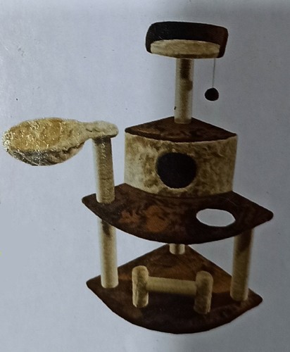 מתקן גירוד מפואר 3 קומות וסלסלה לחתולים