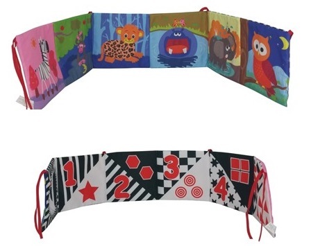 ספר בד דו-צדדי צבעוני חיות / שחור לבן צורות ומראה - דגם A