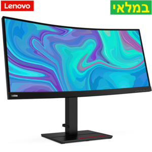 מסך 34 אינטש קעור Lenovo ThinkVision T34w-20, חיבור USB-C