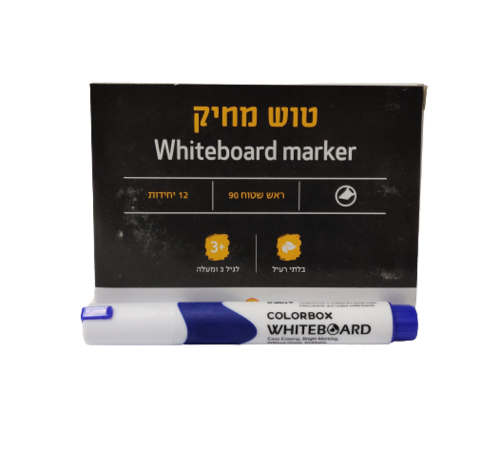 טושים מחיקים ללוח ראש שטוח COLORBOX - כחול (12 יח')