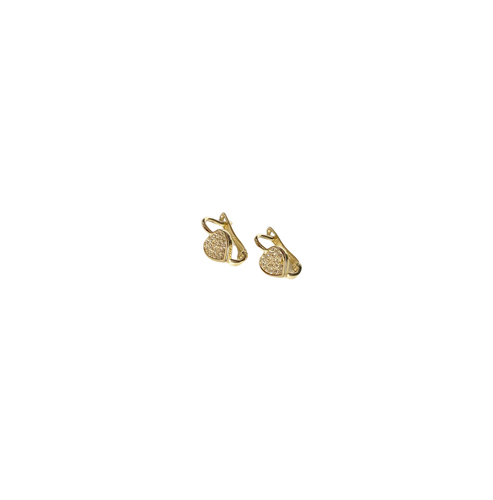 עגילי תליה לב זהב צהוב 14 קראט.