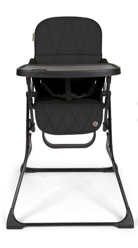 כסא אוכל תבל עם קיפול סופר קומפקטי, ריפוד דמוי עור ומגש ניתן להסרה - שלד שחור/ריפוד שחור