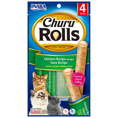חטיף לחתול אינאבה רול בטעם עוף עם טונה (4 מקלונים)
