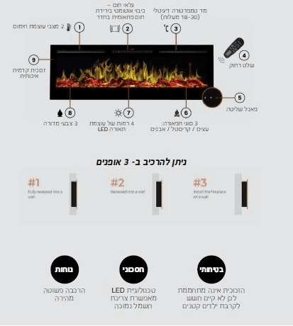 קמין חשמלי MAJESTIC 50 צבע שחור