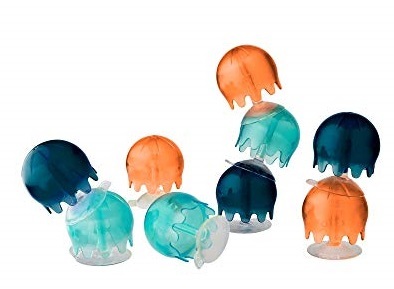 JELLIES צעצועי אמבט בצורת 9 מדוזות צבעוניות נדבקות - כתום/ירוק/כחול