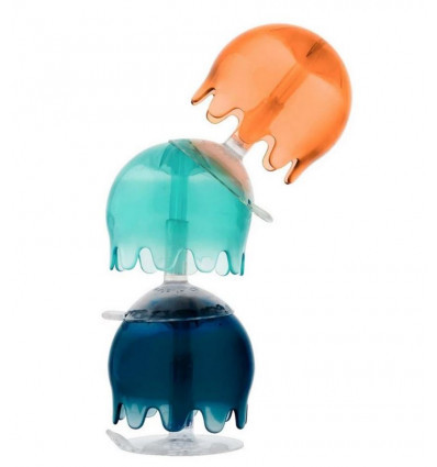 JELLIES צעצועי אמבט בצורת 9 מדוזות צבעוניות נדבקות - כתום/ירוק/כחול