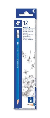 עיפרון עם מחק HB2 - קופסה 12 יח' STAEDTLER