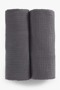 זוג חיתולי טטרה גדולים, מעוצבים 100% כותנה - אפור