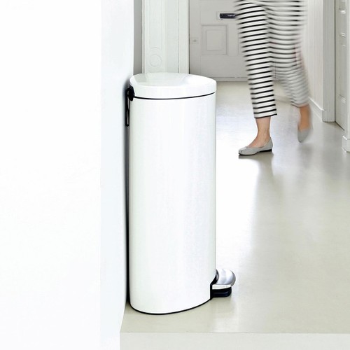 פח פדל אובלי 40 ליטר גב שטוח, לבן Brabantia  