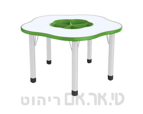 שולחן פעילות כולל מתקן איחסון ירוק
