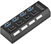 מפצל USB 3.0 לארבעה יציאות + מפסק לכל יציאה
