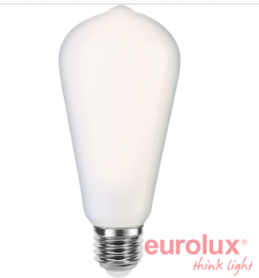 לד פחם אגס ST64 כיסוי חלבי ניתן לעמעום 230V E27 2700K 8W