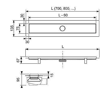 תעלה למקלחת 1/2/TECEdrainline linos 808780