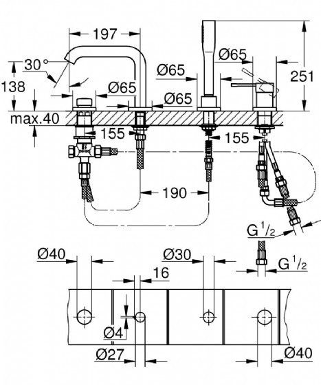 ערכה חיצונית לסט מדופן 19578AL1 גרואה GROHE