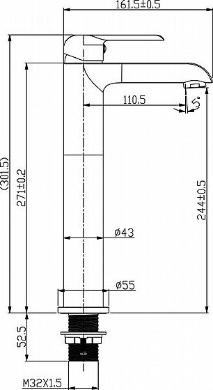 ברז קבוע גבוה יהלום לבן בשילוב לכיור רחצה 8702