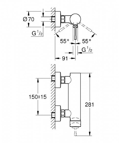 סוללה חיצונית למקלחת 33636A01 גרואה GROHE