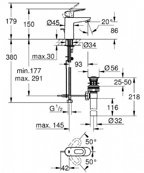 ברז פרח לכיור רחצה BauLoop 32814000 גרואה