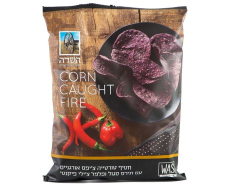 חטיף טורטייה צ'יפס אורגניים עם תירס סגול ופלפל צ'ילי פיקנטי - השדה.